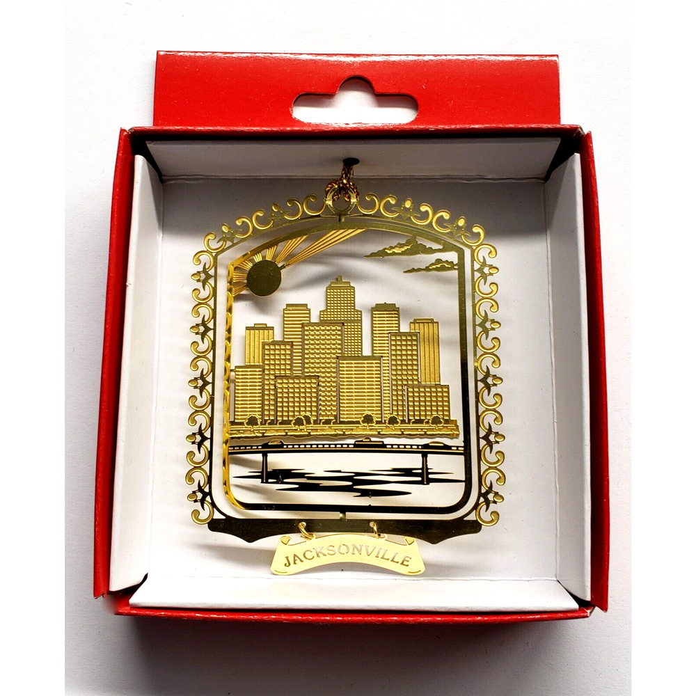 Jacksonville Florida Brass Ornament City Skyline Travel Souvenir Gift